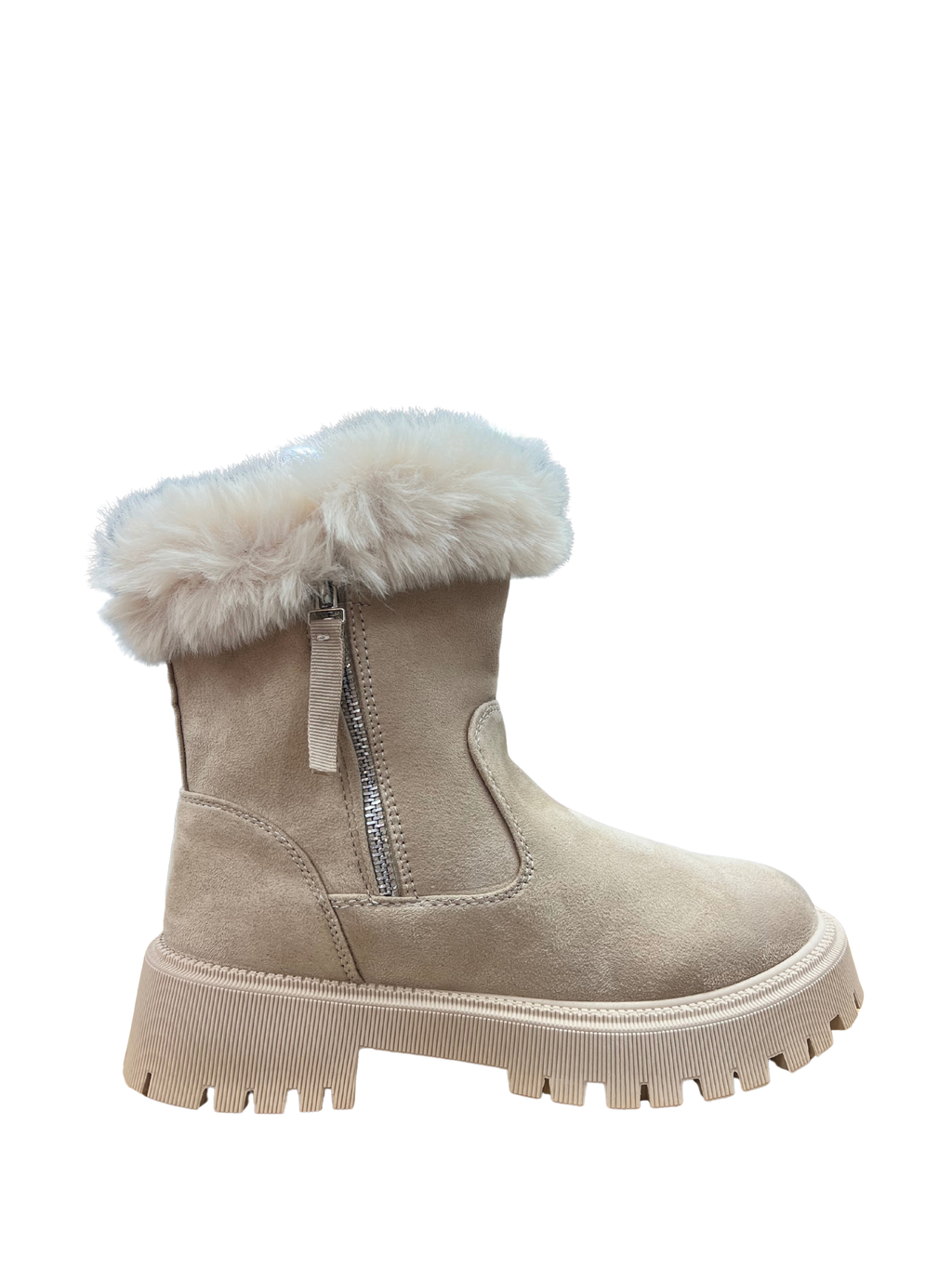 Botines beige con pelo interior – estilo urbano y suela track