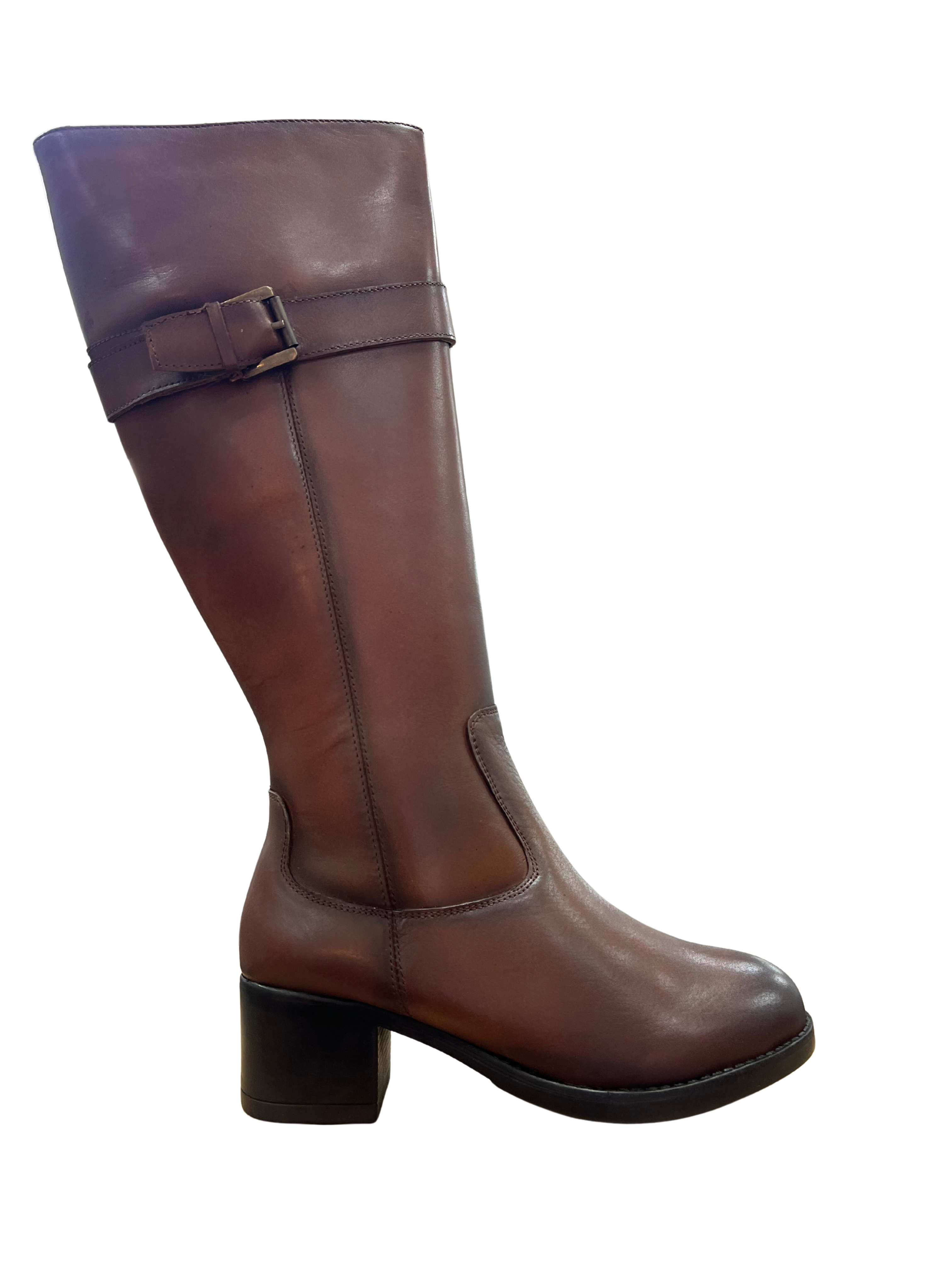 Bota alta de piel marrón 48H – Estilo y confort Made in Spain