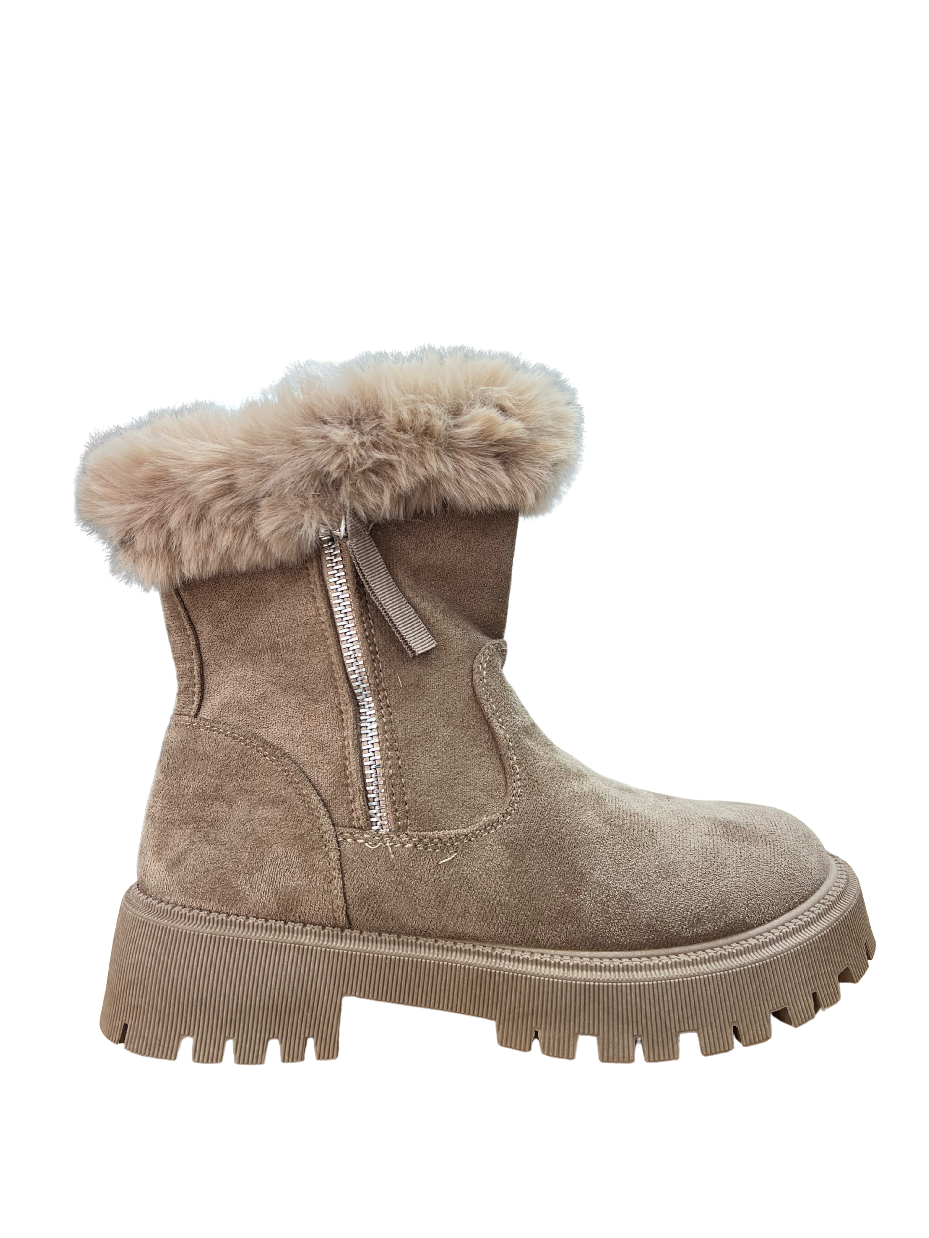Botas Mujer Invierno con Peluche Beige