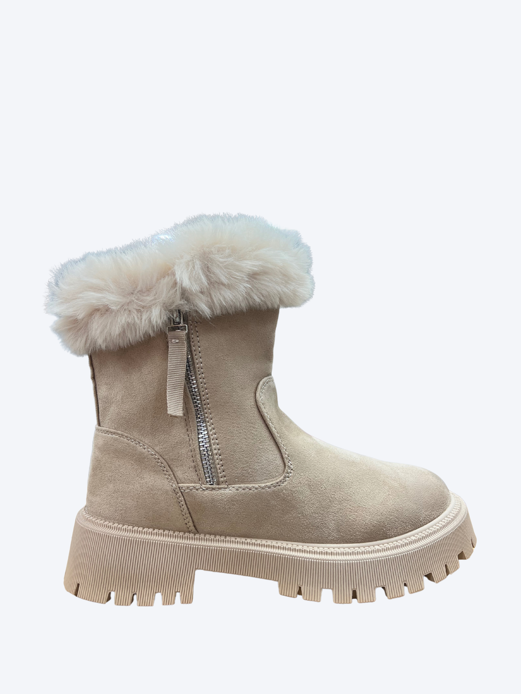 Botines beige con pelo interior – estilo urbano y suela track