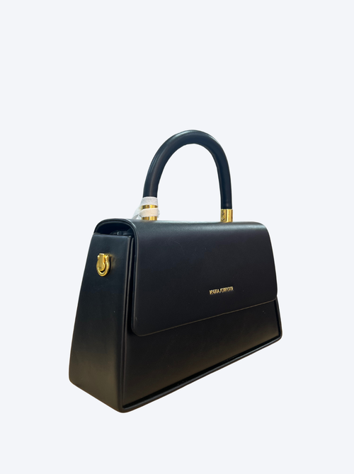 Bolso de Mano Negro Clásico con Solapa