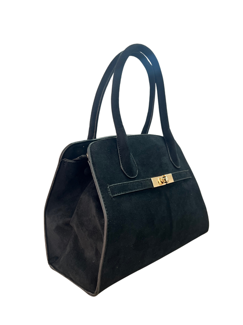 BOLSO DE MANO NEGRO MUJER CIERRE DORADO