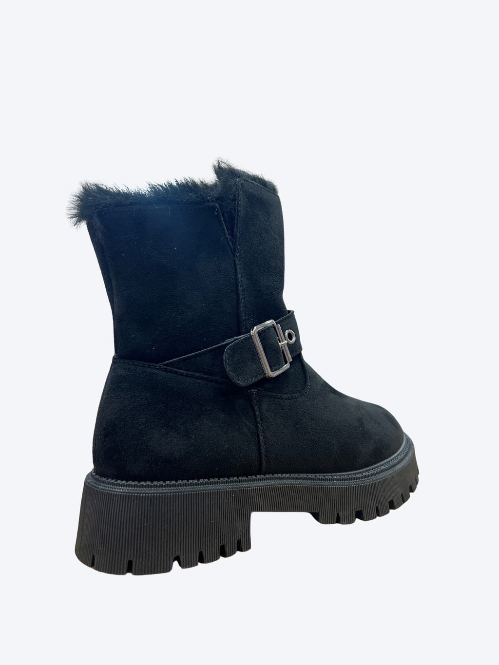 Botines negros con hebilla y pelo