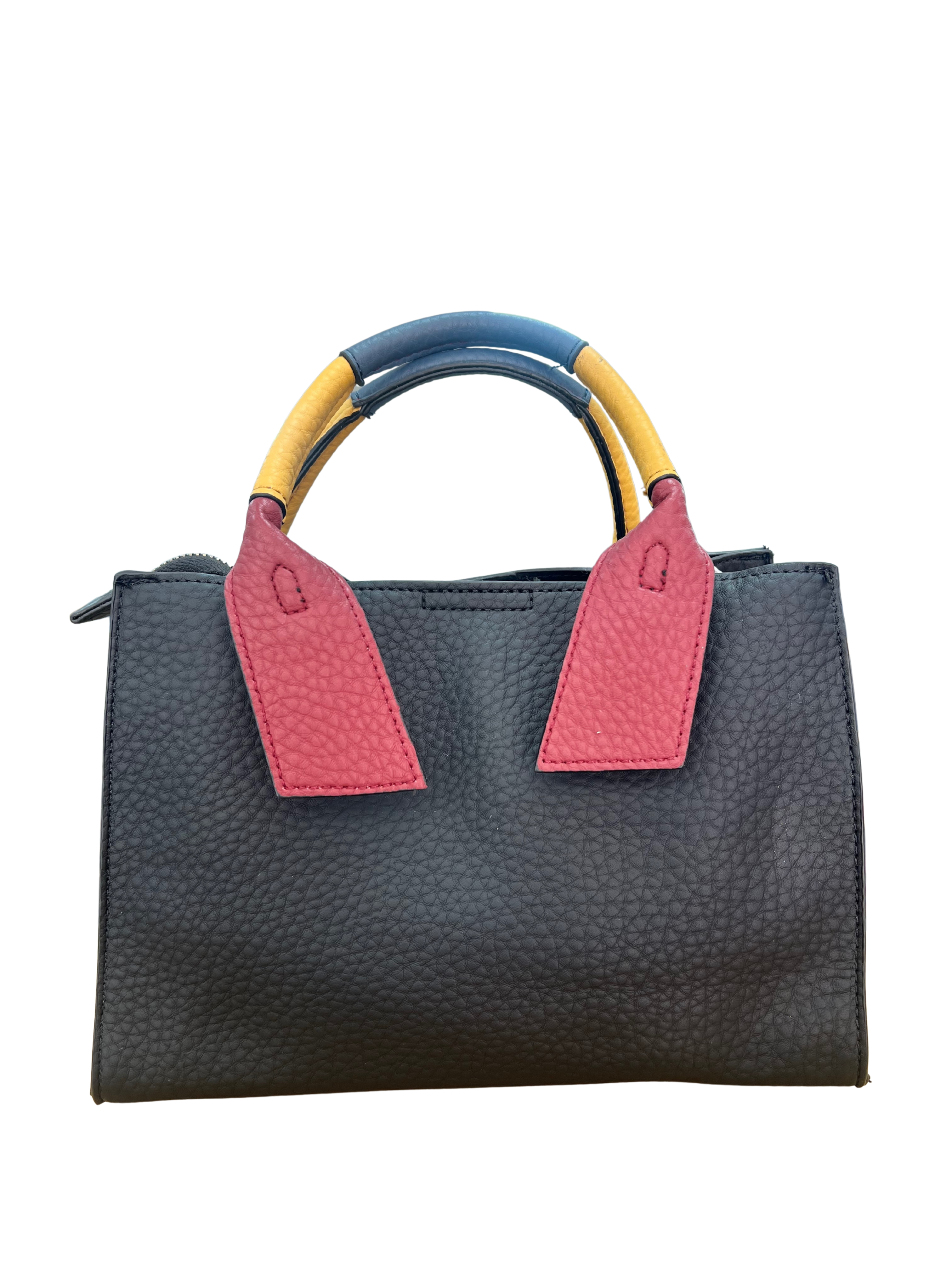 BOLSO DE MANO TRICOLOR CON ASA EN CONTRASTE