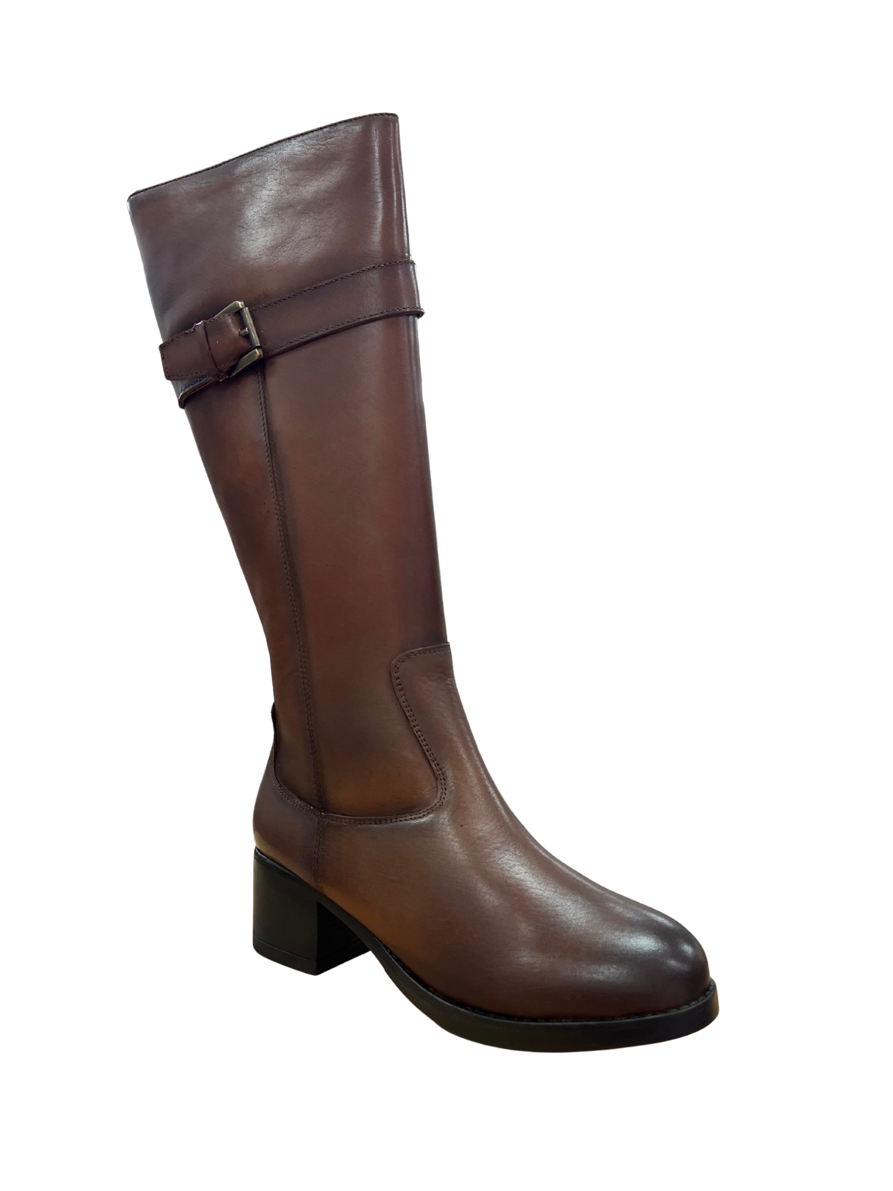 Bota alta de piel marrón 48H – Estilo y confort Made in Spain