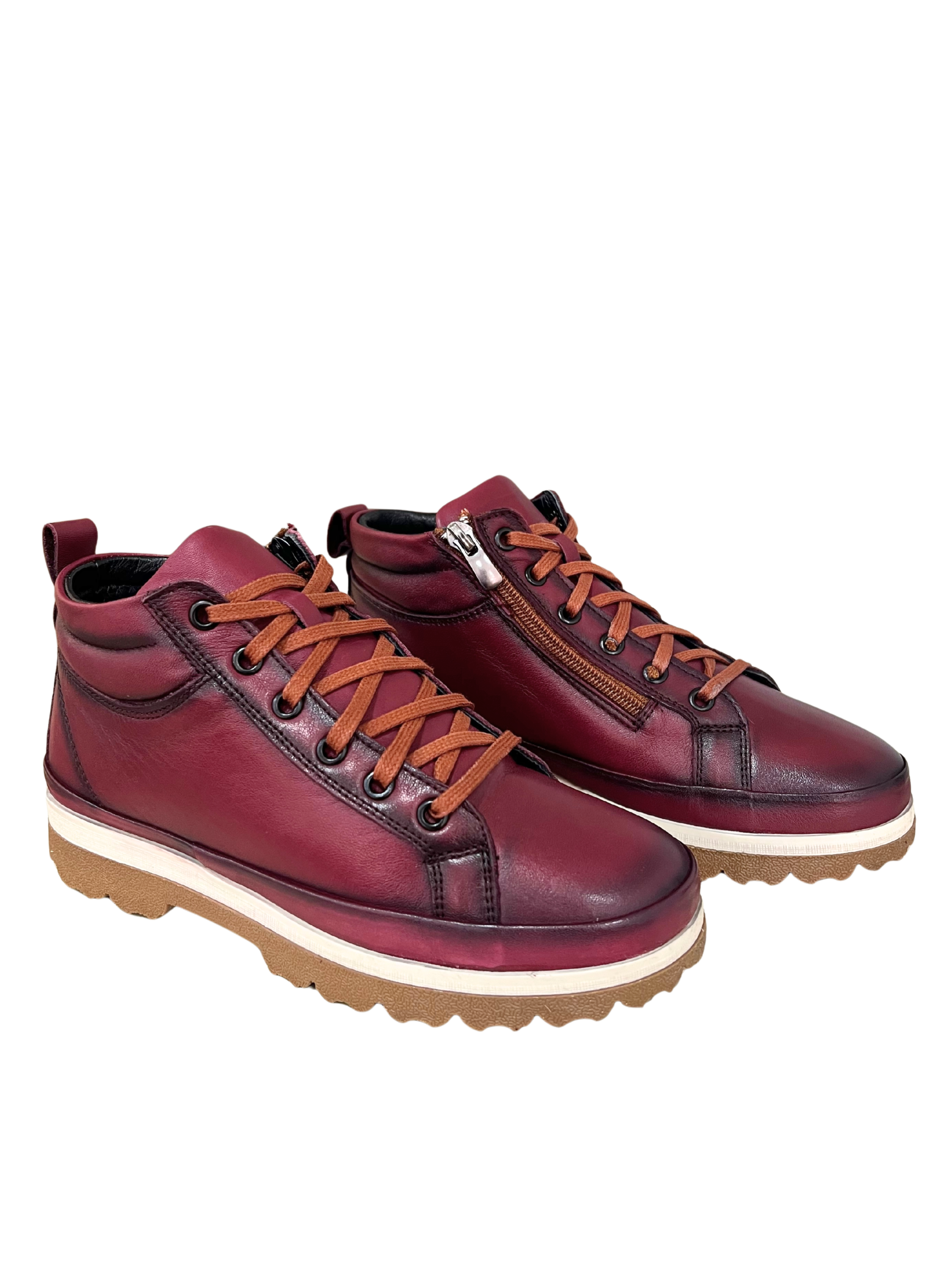 BOTÍN MUJER BURDEOS TODO PIEL 48H 522306/43