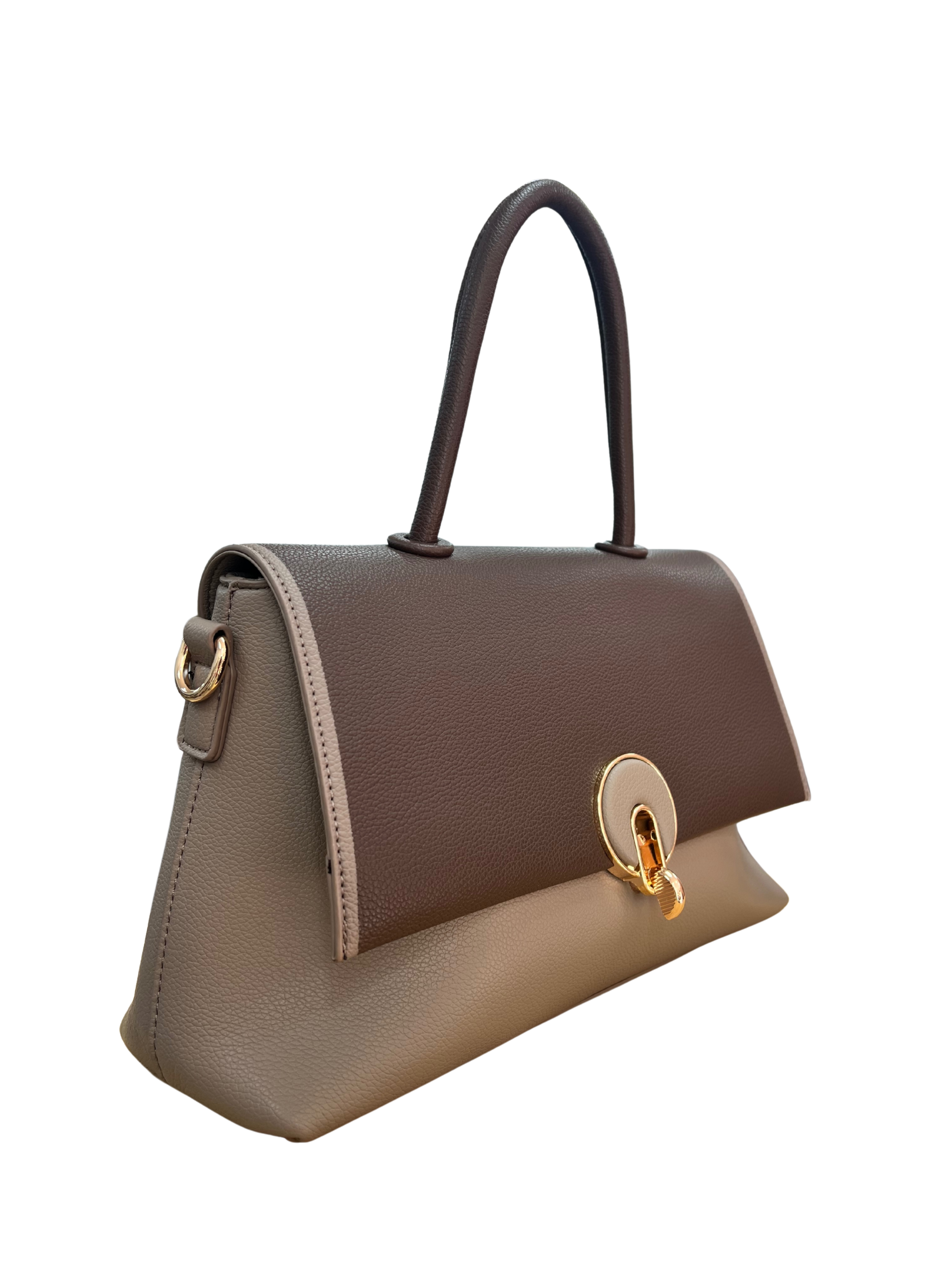Bolso de Mujer Elegante Bicolor con Asa Rígida