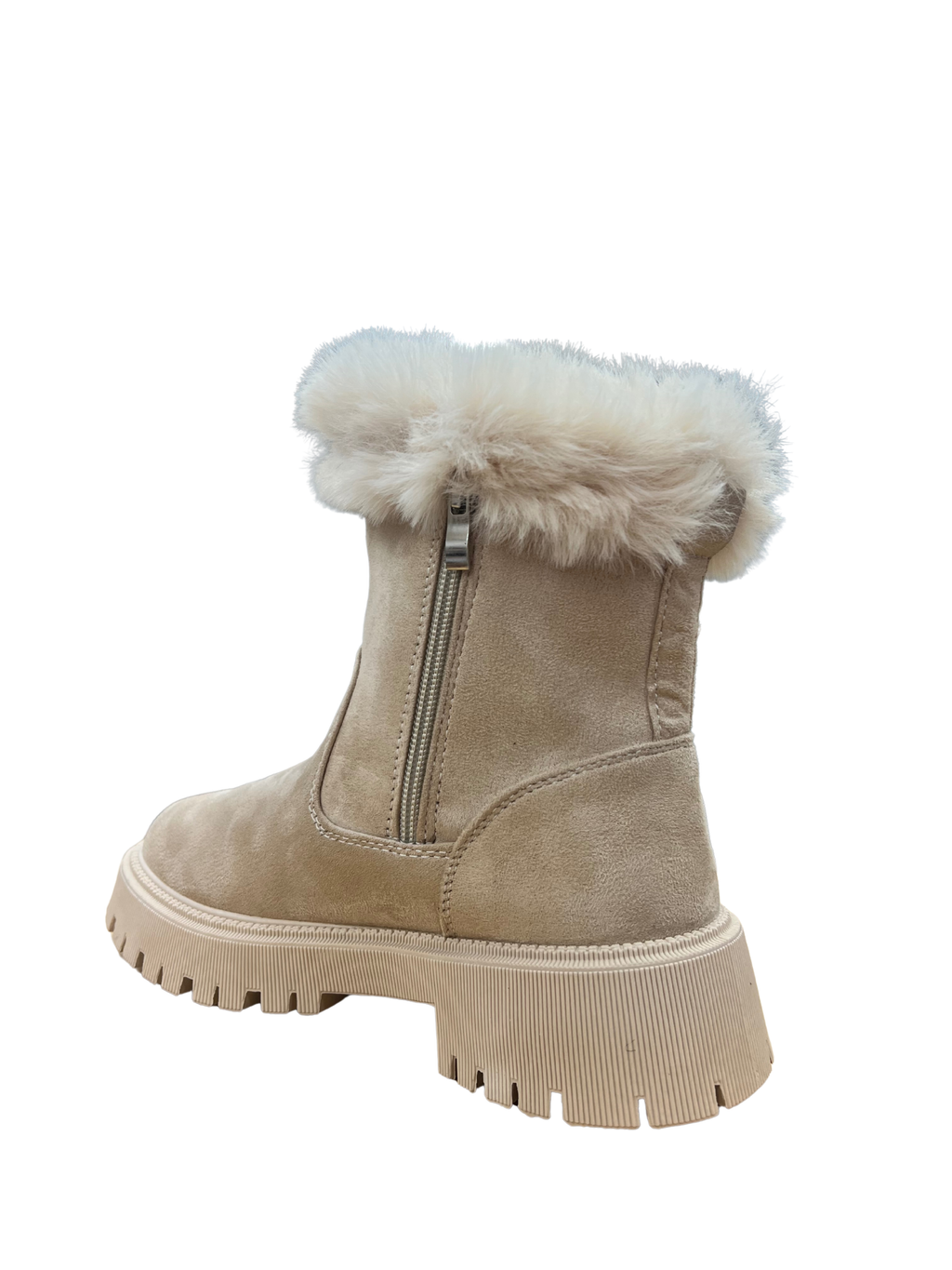 Botines beige con pelo interior – estilo urbano y suela track