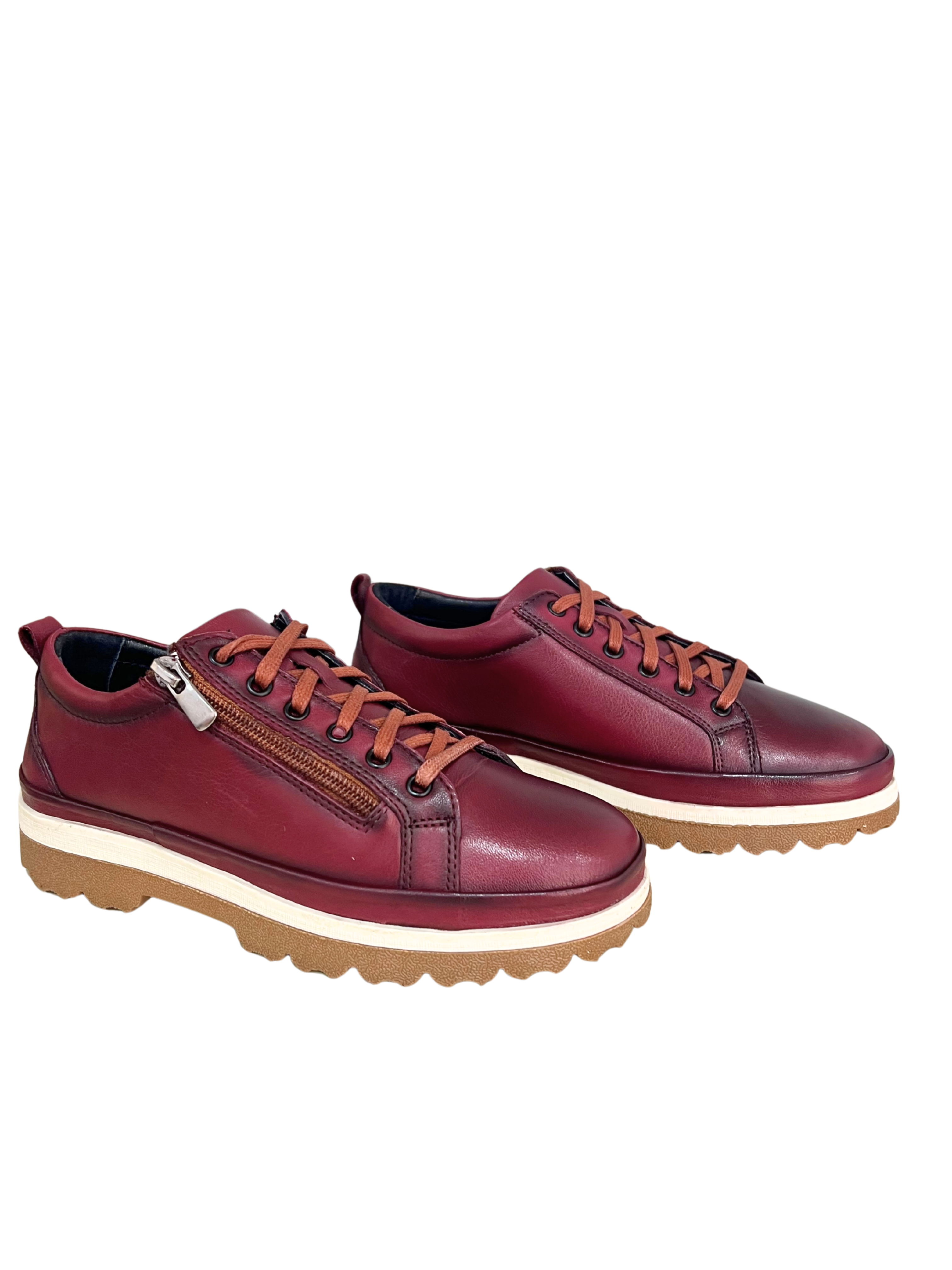 ZAPATO MUJER CASUAL BURDEOS 48H TODO PIEL 522303/43