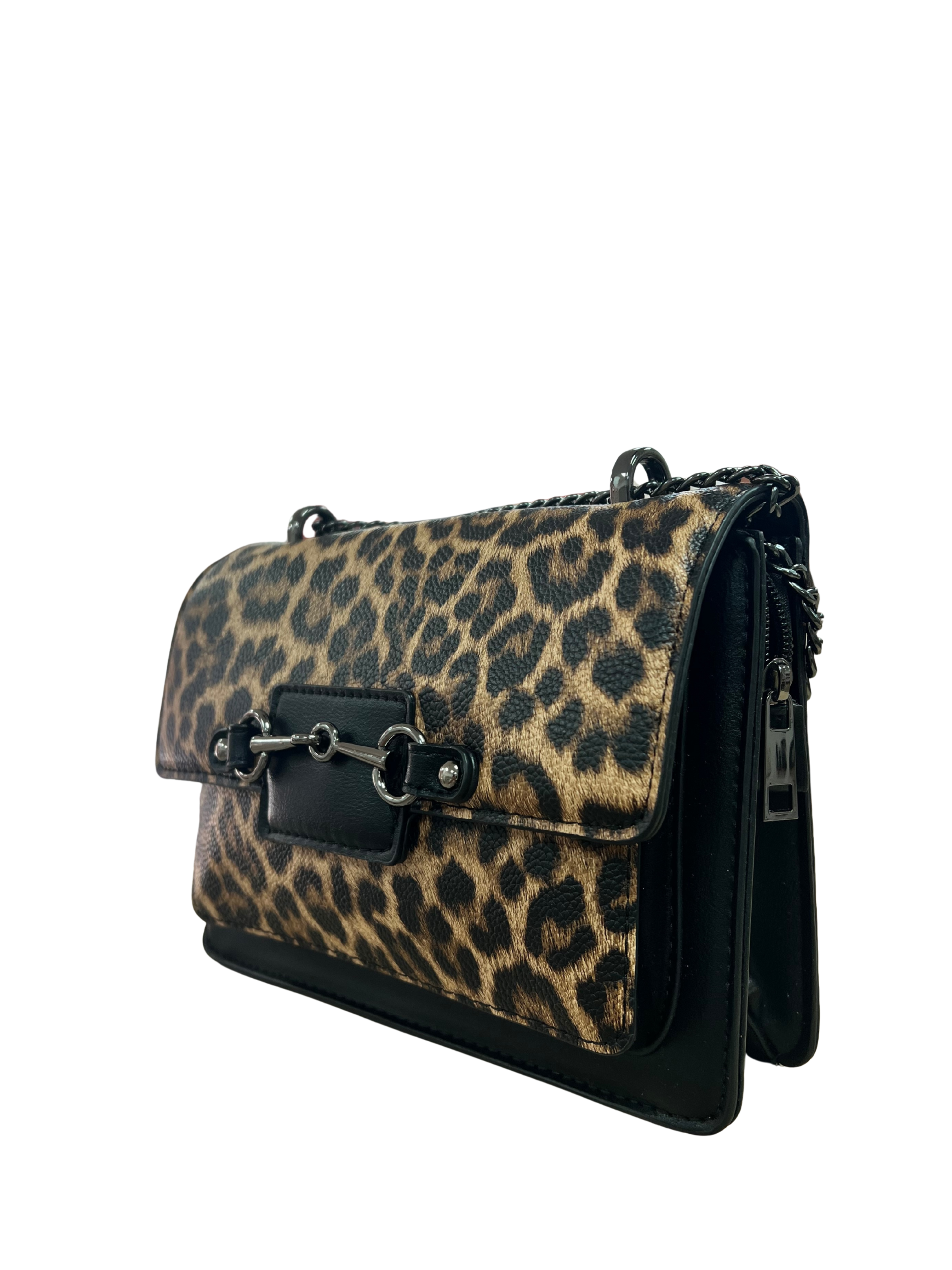 BOLSO DE MANO CON ASA LARGA LEOPARDO