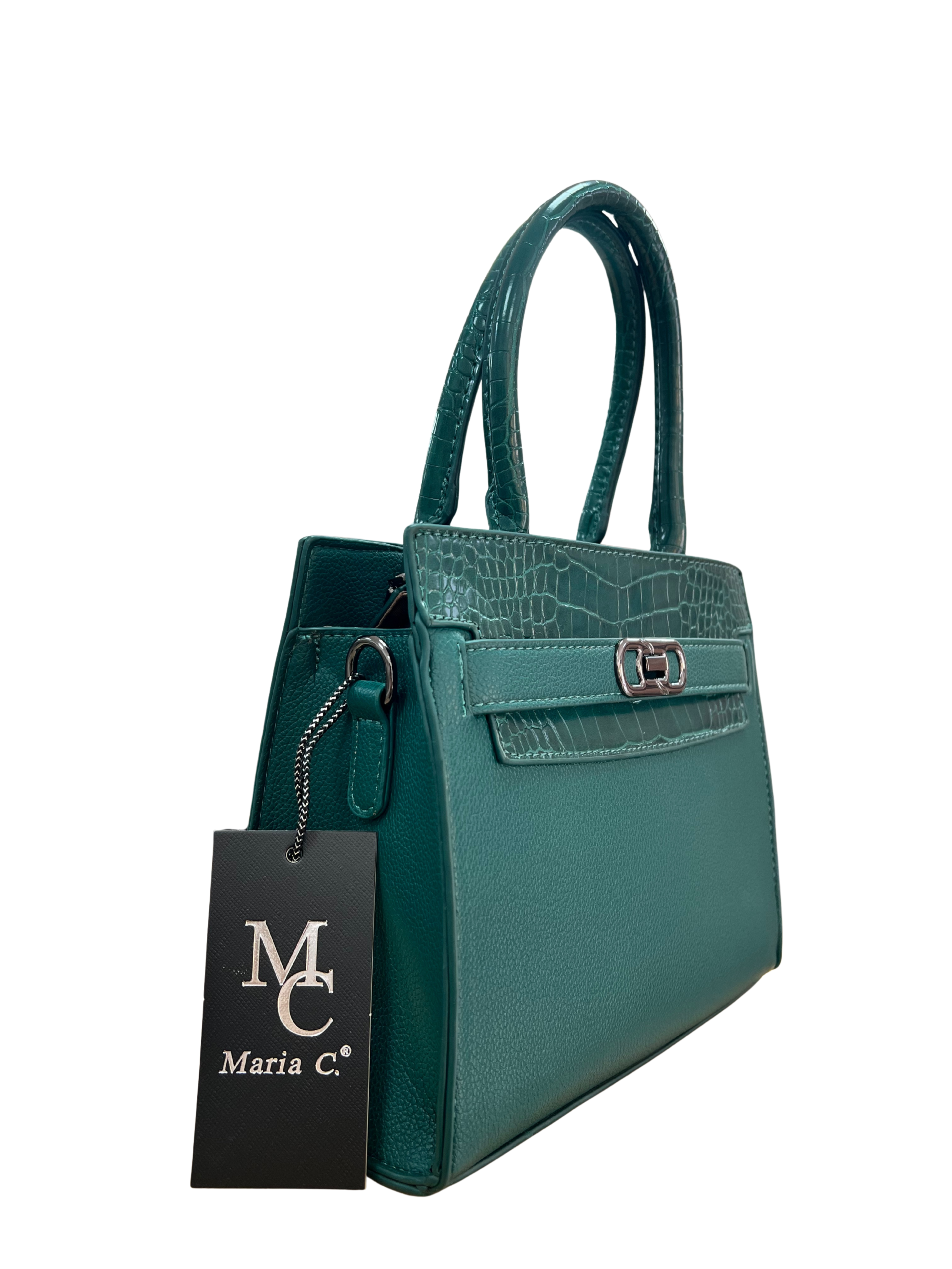 BOLSO ELEGANTE VERDE CON TEXTURA REPTIL