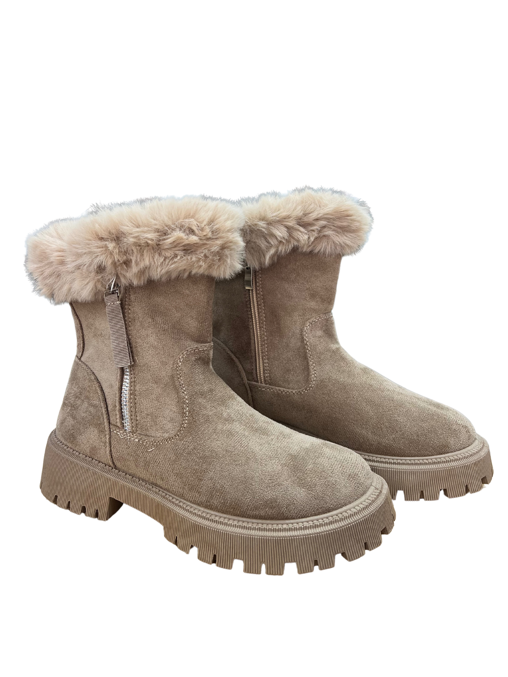 Botas Mujer Invierno con Peluche Beige