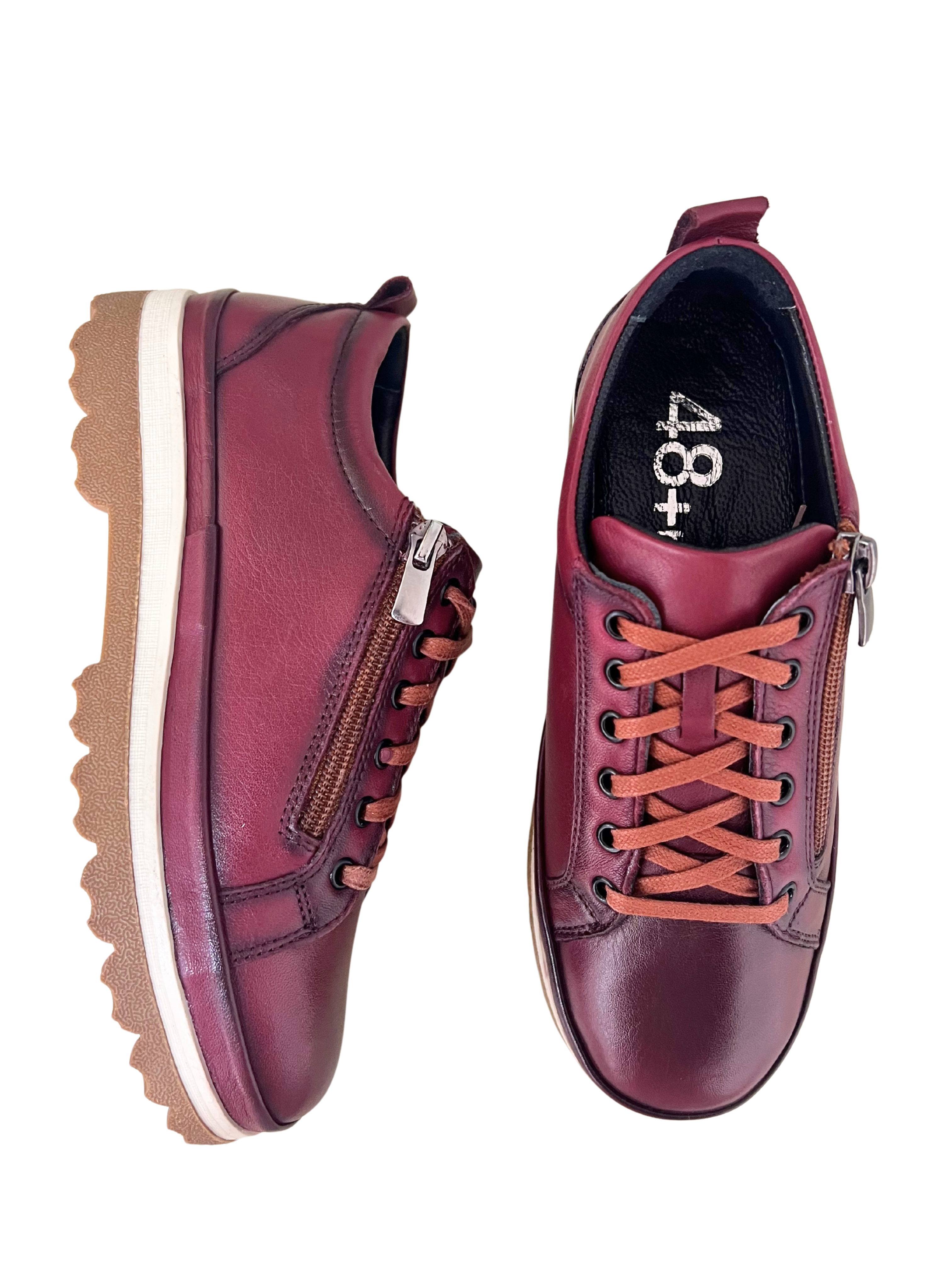 ZAPATO MUJER CASUAL BURDEOS 48H TODO PIEL 522303/43