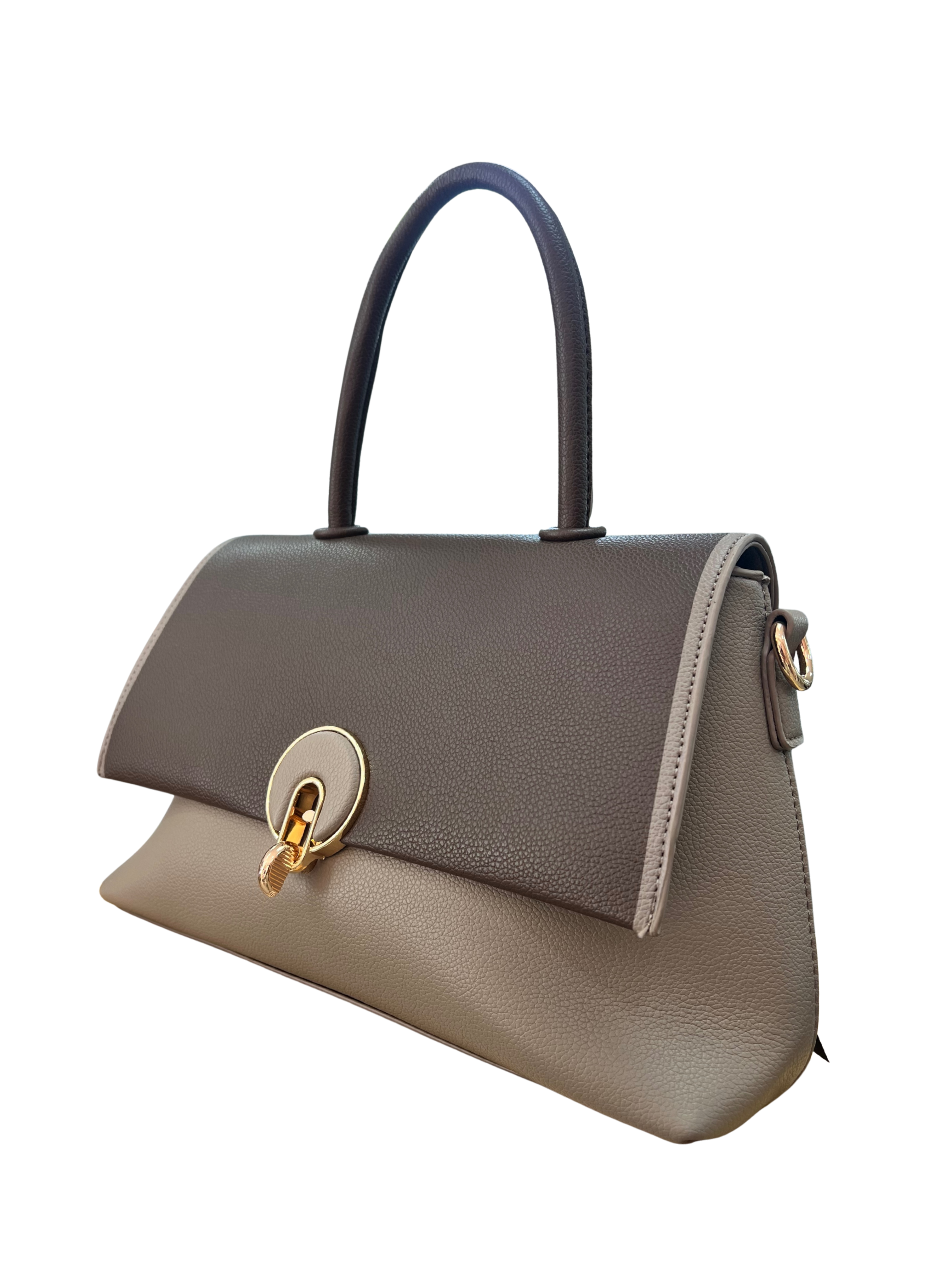 Bolso de Mujer Elegante Bicolor con Asa Rígida