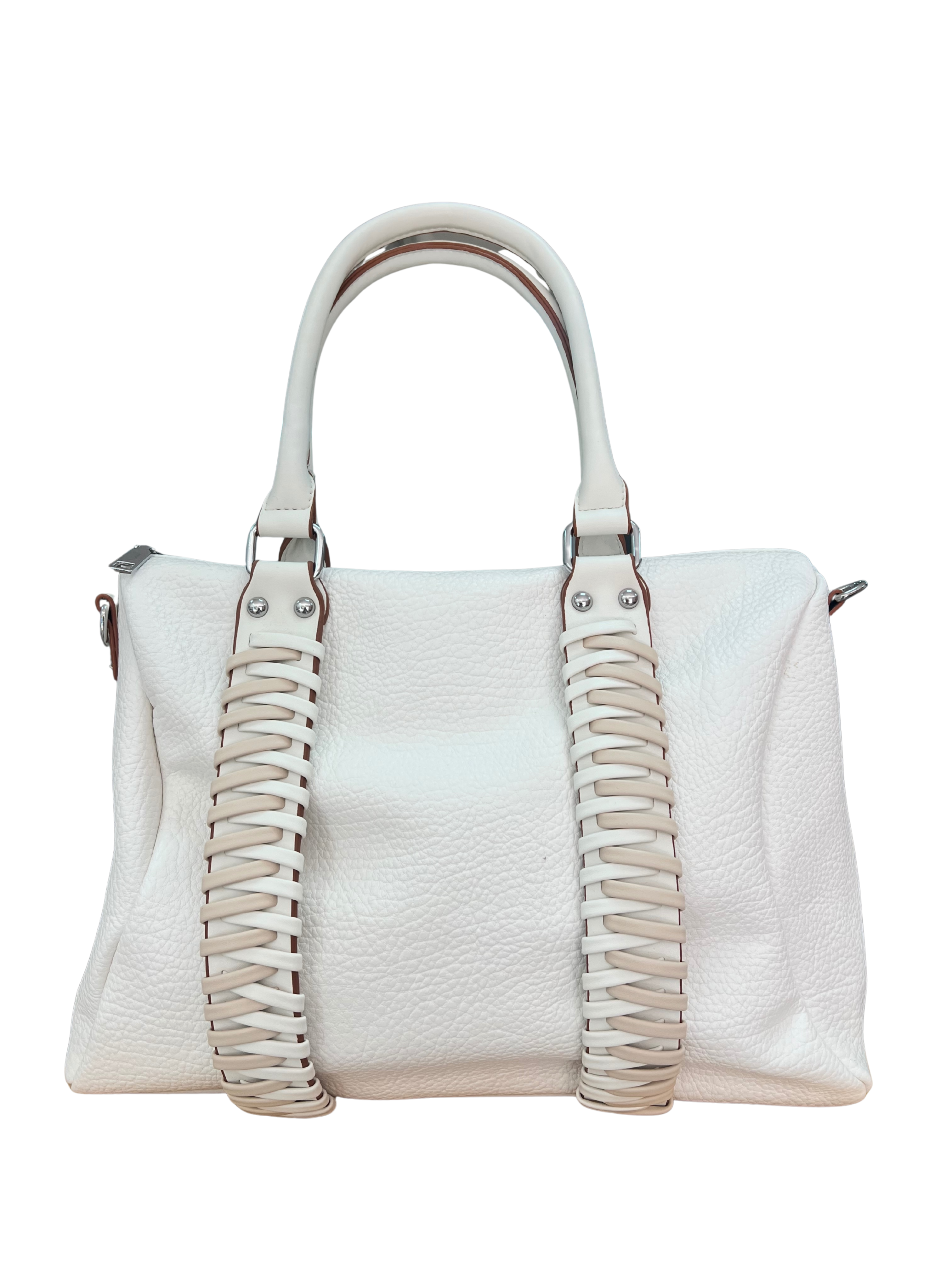 BOLSO BLANCO CON DETALLES TRENZADOS