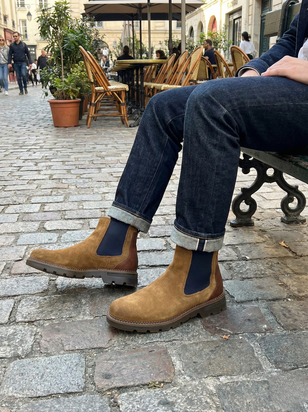 Botines Chelsea Riverty de Piel Serraje para Hombre