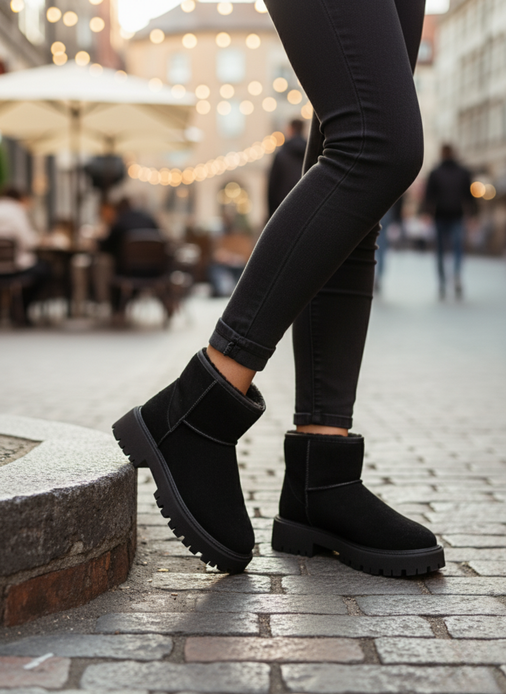 Botas Negras Mujer Tipo Clásicas con Plataforma