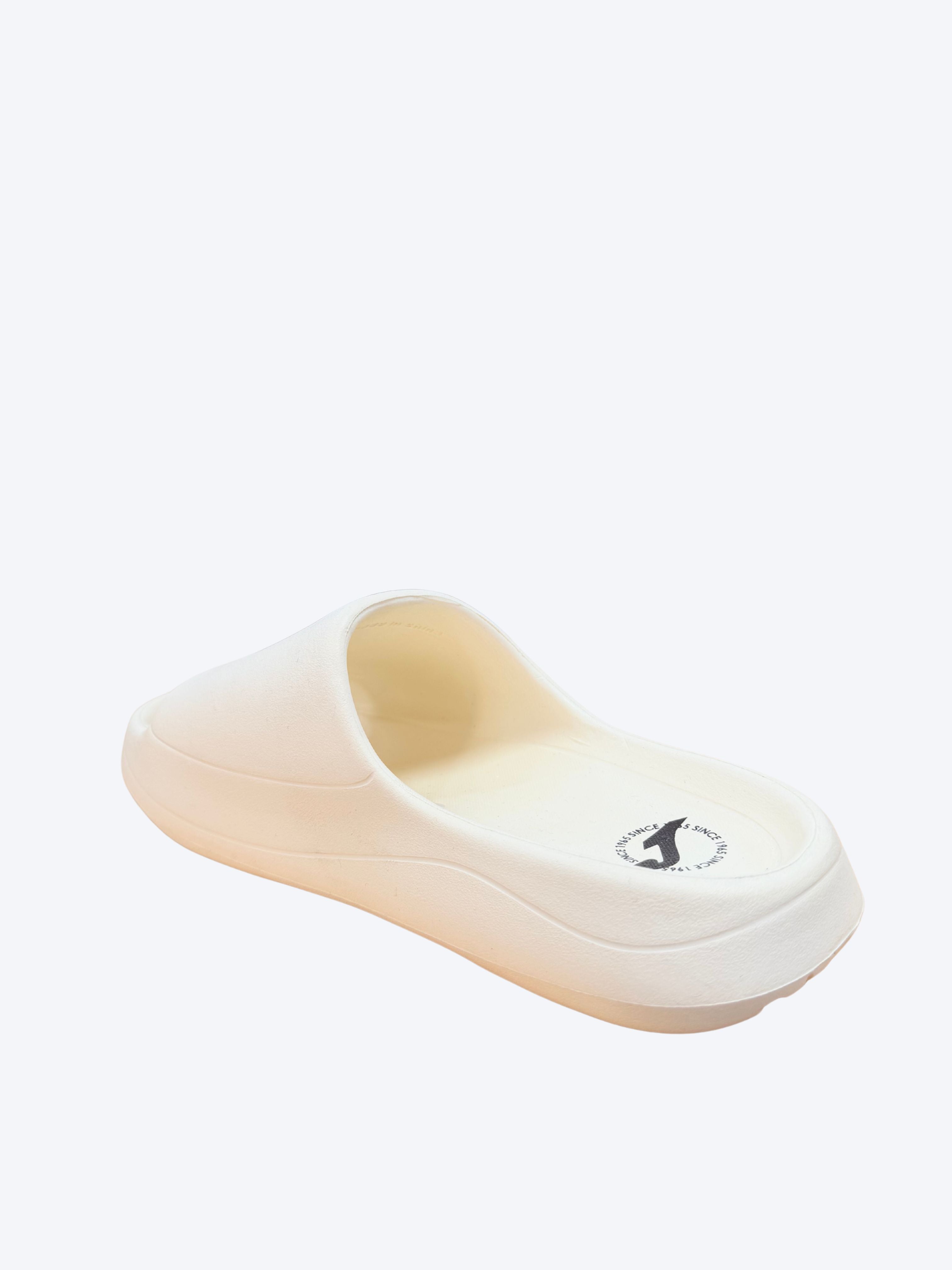 Chancla pala mujer Joma amarillo crema vista posterior diagonal mostrando interior y suela gruesa