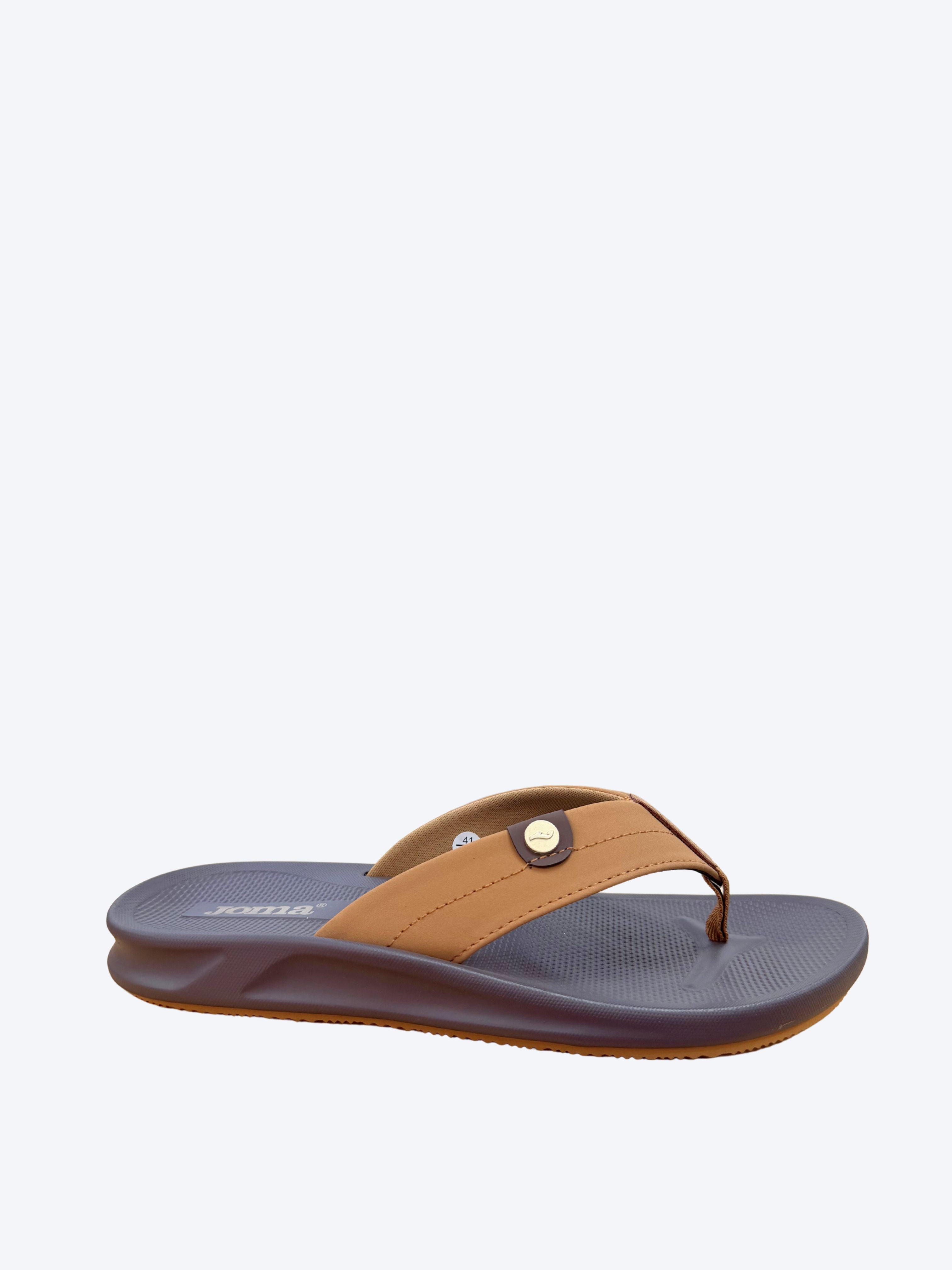 Chancla hombre Joma tira camel con suela marron vista lateral