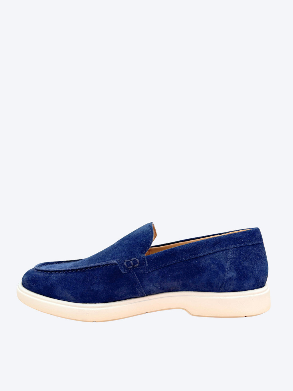 Mocasín serraje azul marino Geox hombre vista lateral izquierdo