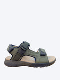Sandalia sport hombre Geox verde kaki con doble velcro, panel transpirable y suela con esferas propulsoras, vista lateral
