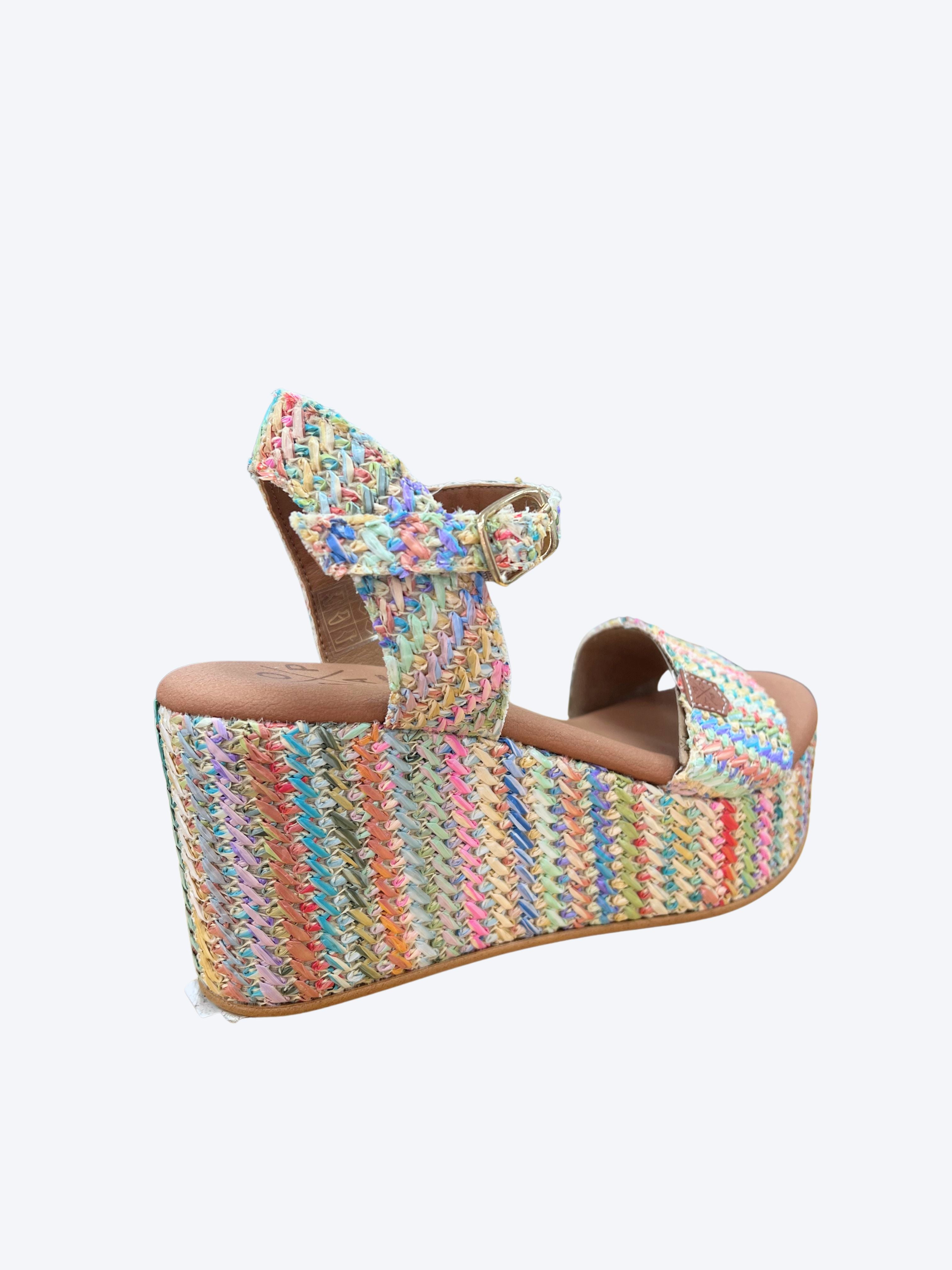 Sandalia Cuña Alta Popa Mujer Multicolor