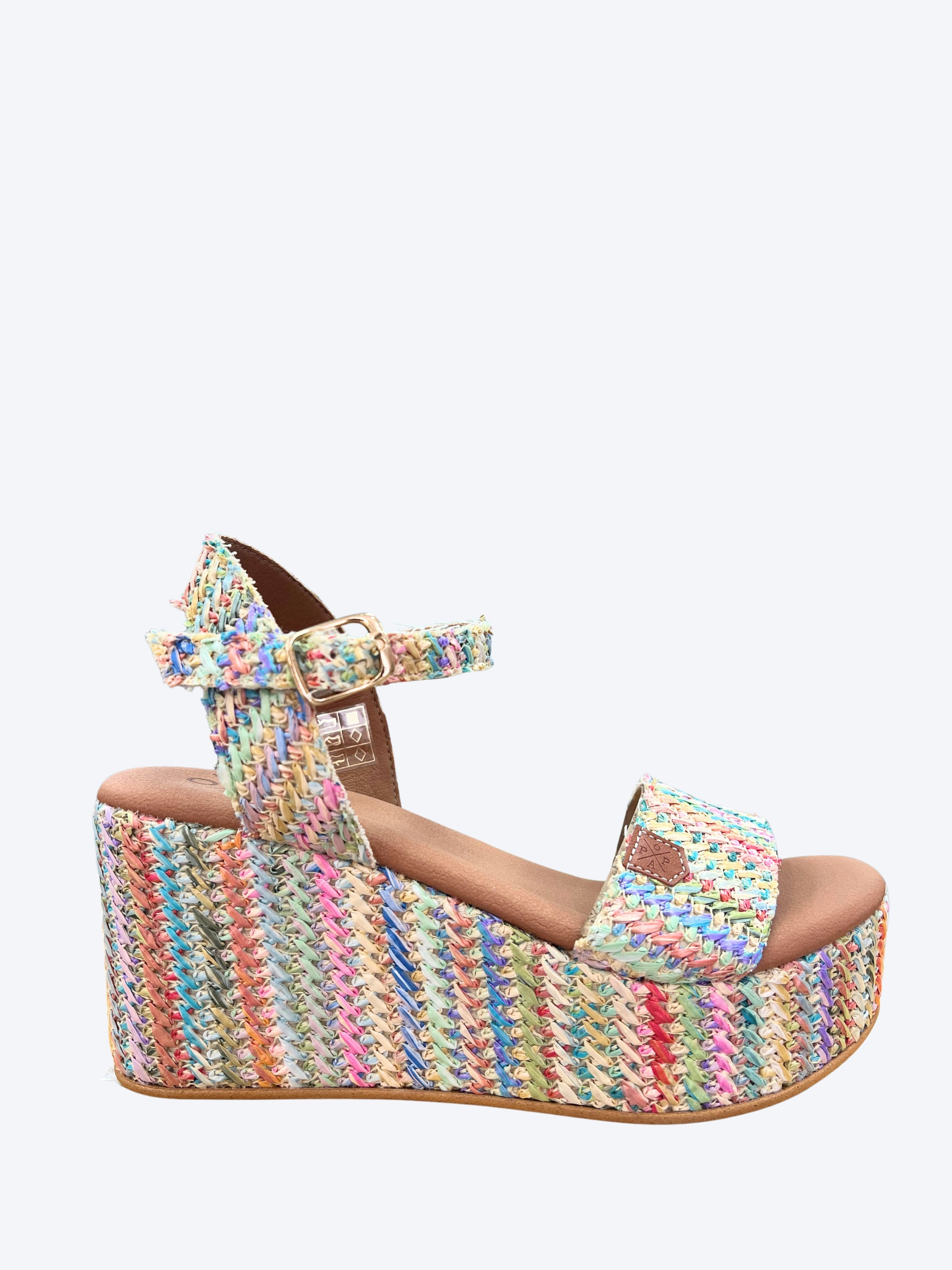 Sandalia Cuña Alta Popa Mujer Multicolor