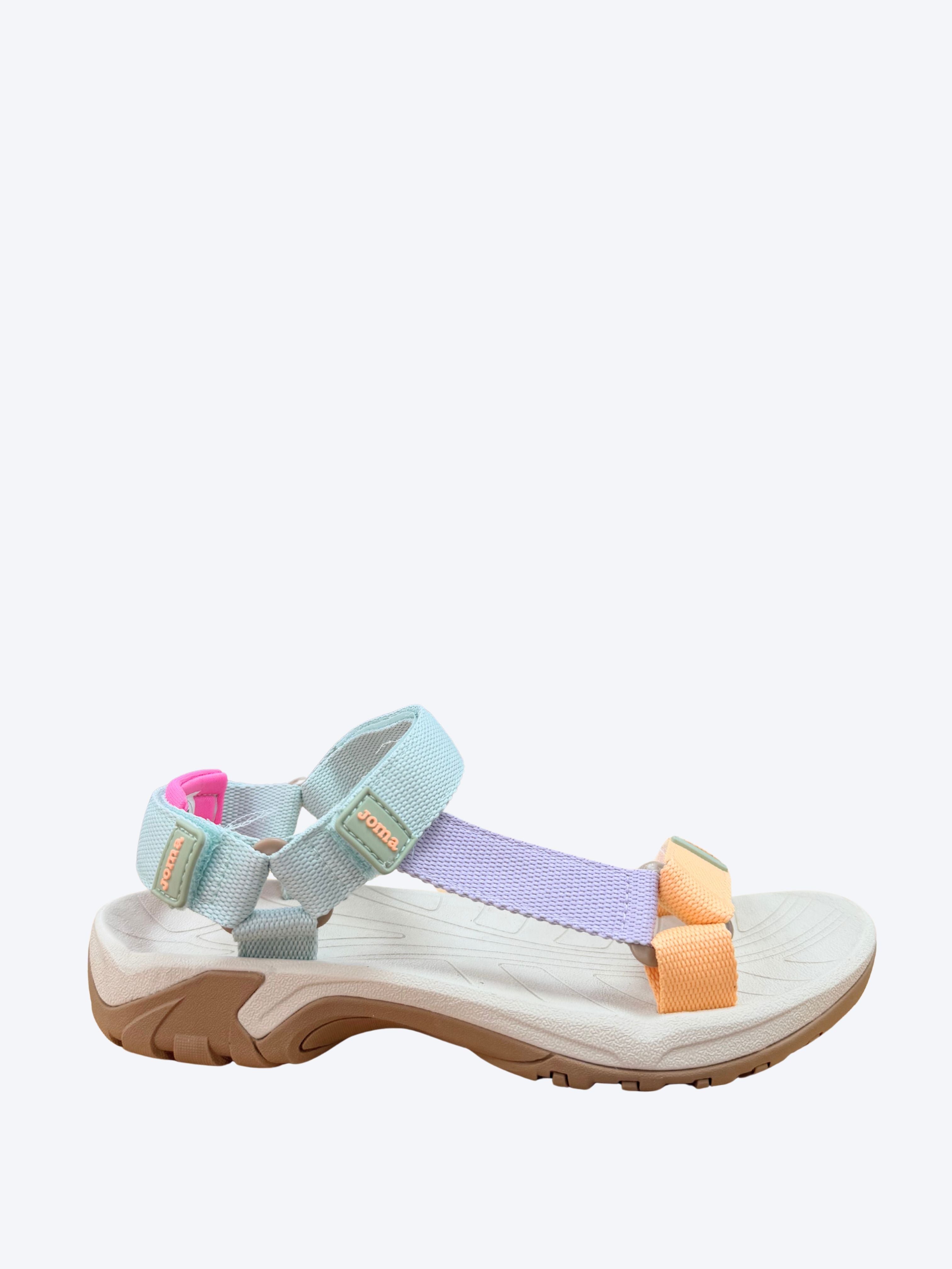 Sandalia mujer Joma multicolor pastel con tiras azul agua lila y melocotón vista lateral izquierda