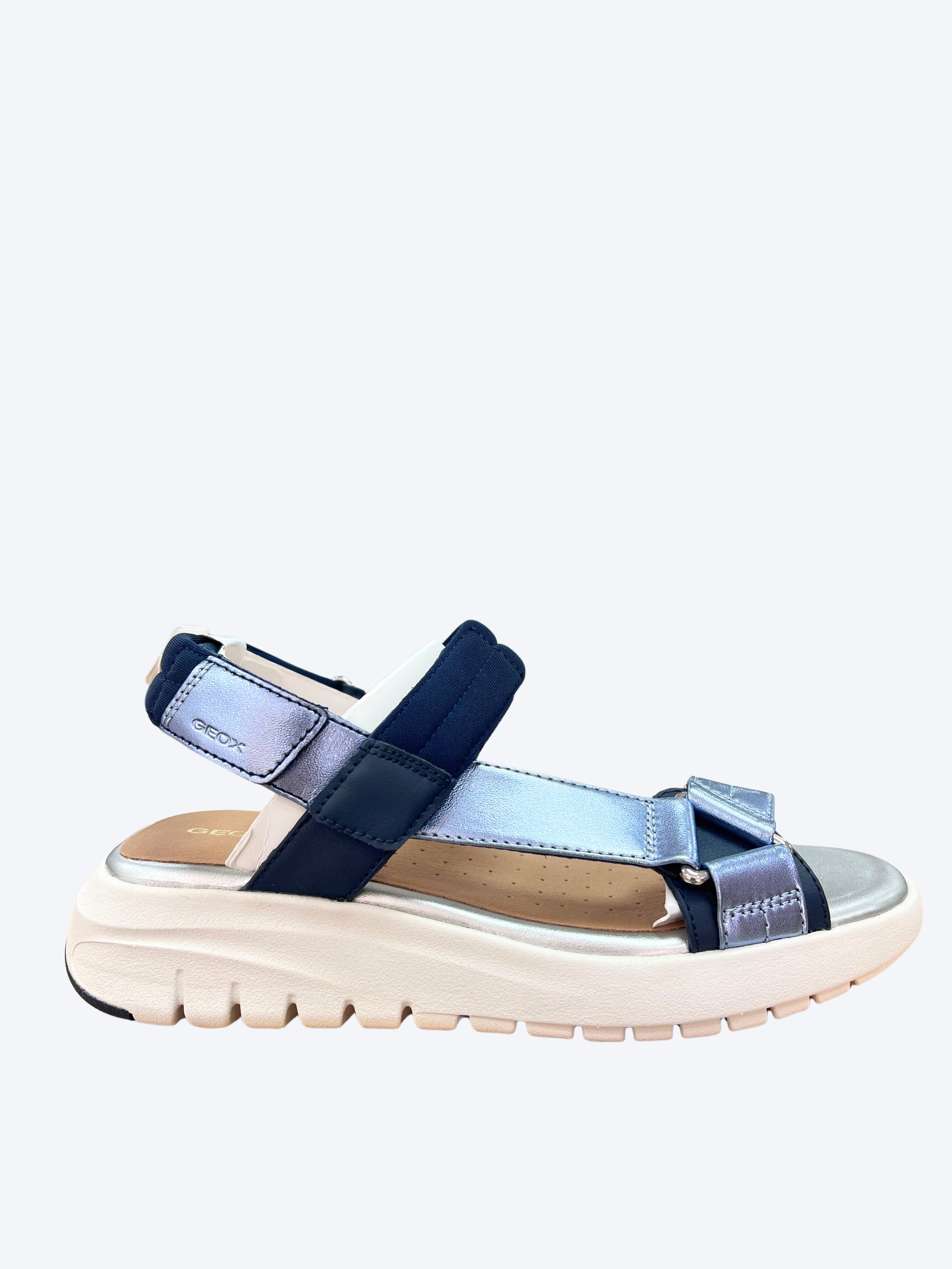 Sandalia Plataforma Piel Azul Geox