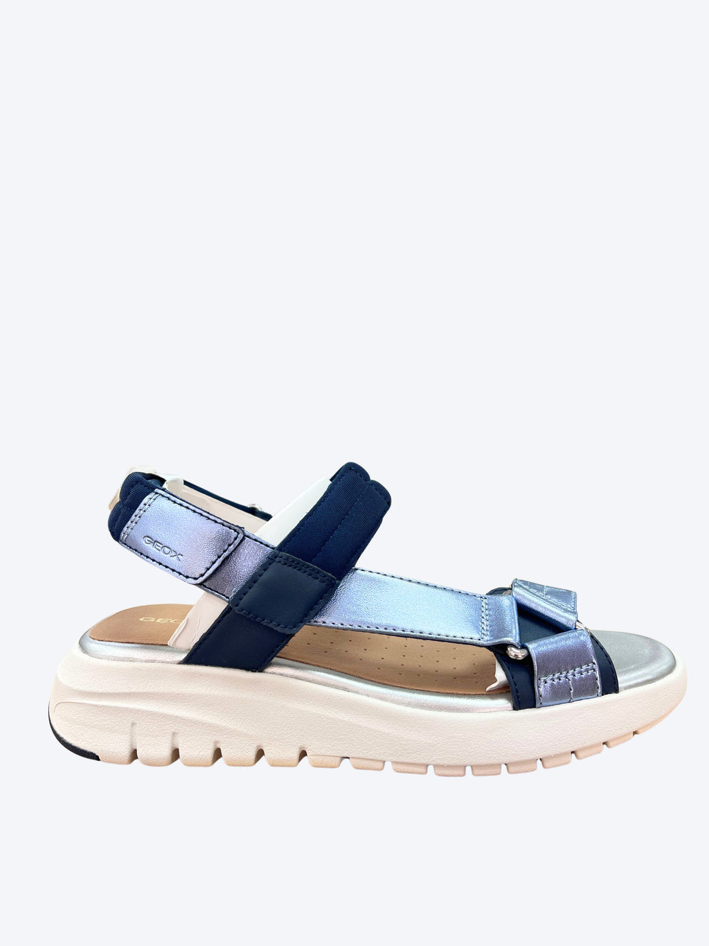 Sandalia Plataforma Piel Azul Geox