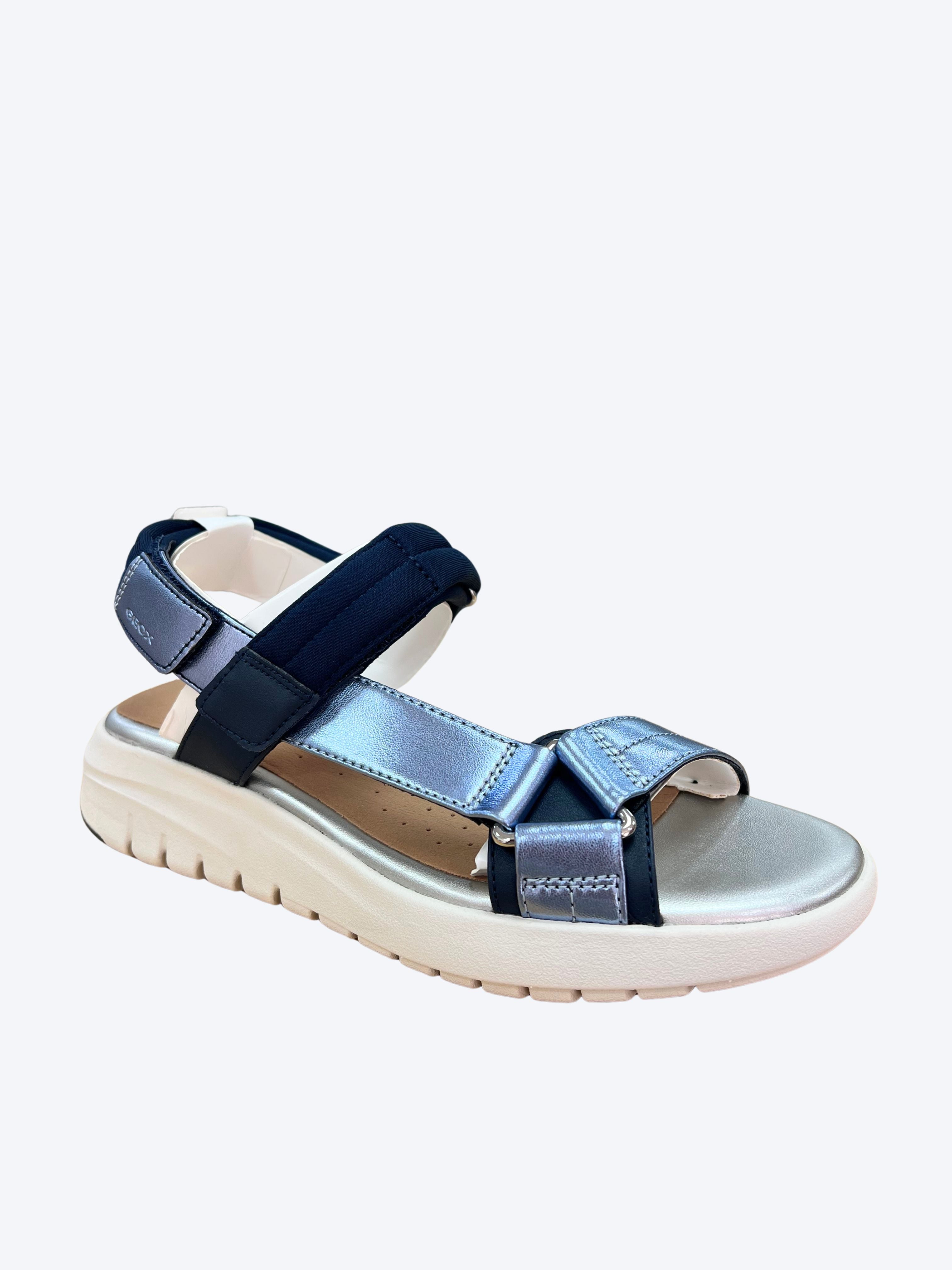 Sandalia Plataforma Piel Azul Geox