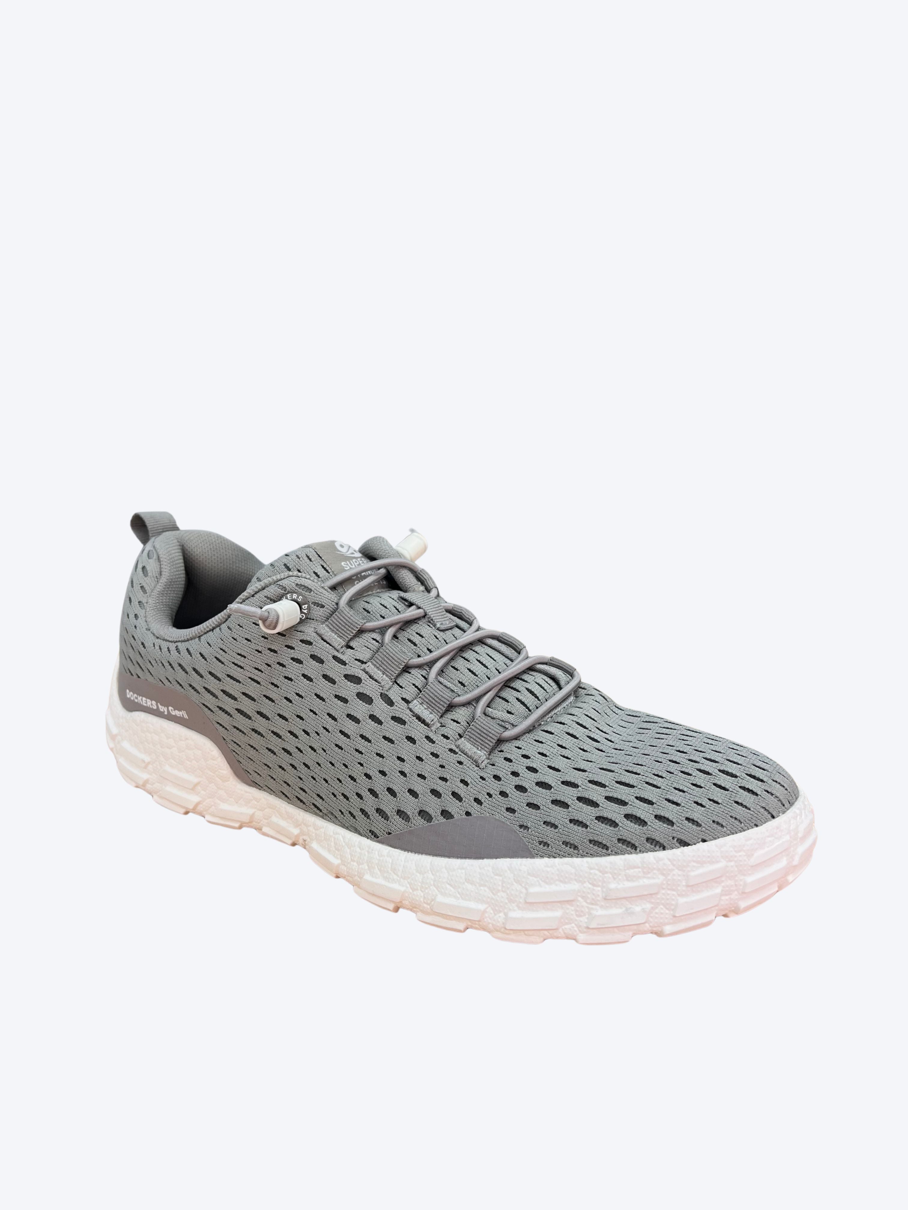 Zapatilla casual barefoot gris con cordones elásticos y ajuste rápido