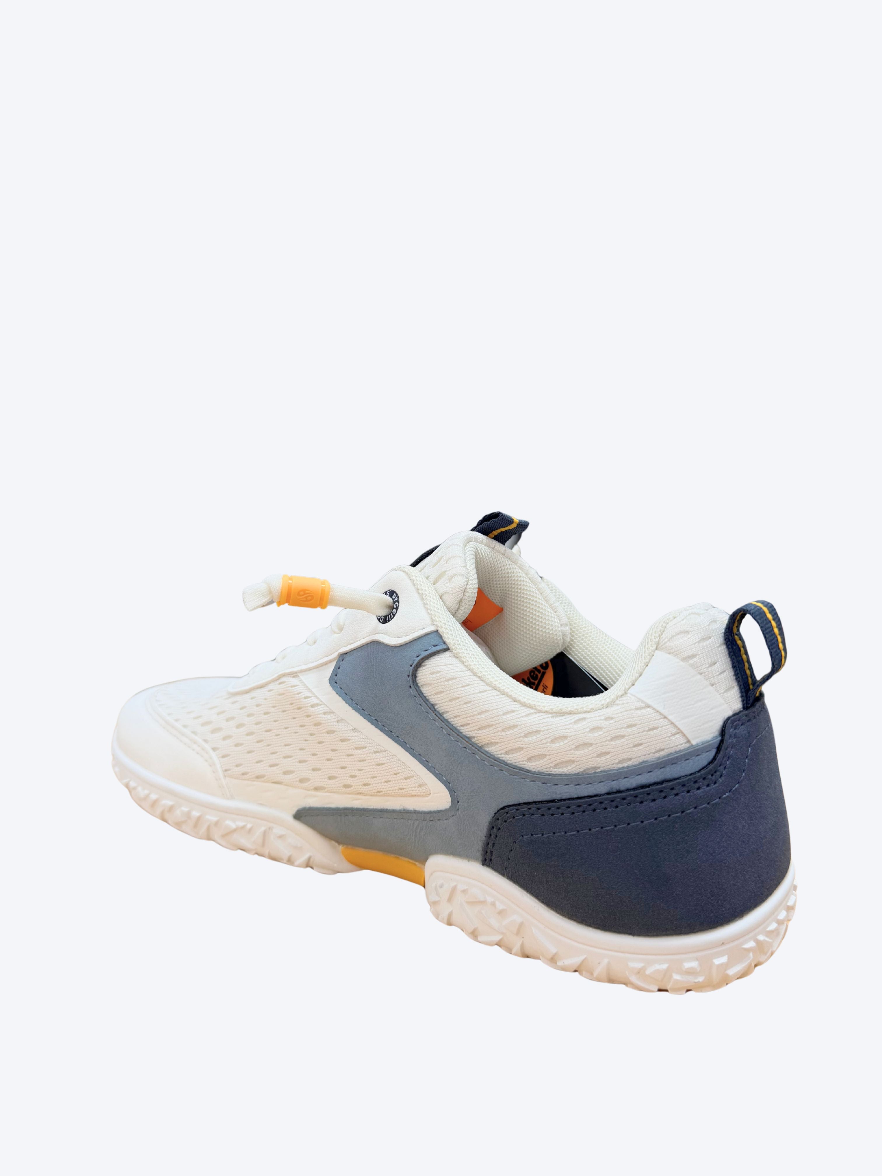 Zapatilla barefoot hombre Dockers blanco marino vista diagonal trasera mostrando suela y talón